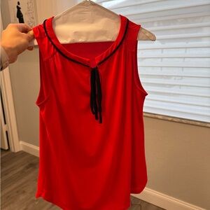 Red Sleeveless Tie-Neck Women's Top